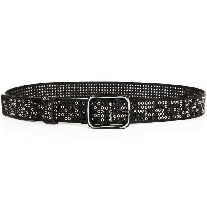 Cintura unisex in pelle punk da cowboy con borchie in metallo pesante