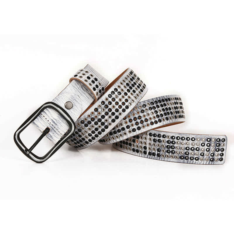 Cintura unisex in pelle punk da cowboy con borchie in metallo pesante