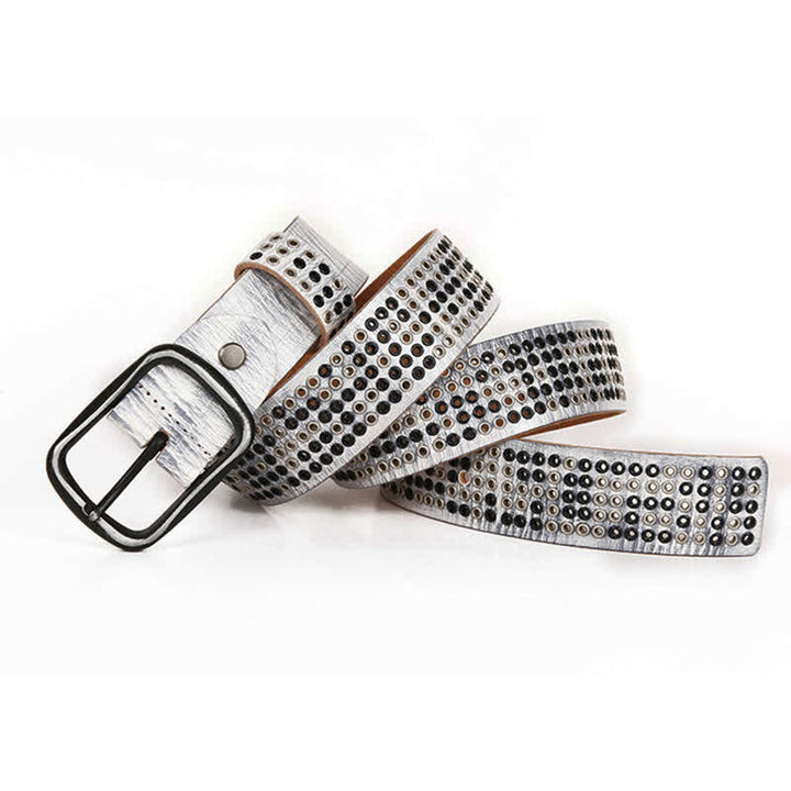 Cintura unisex in pelle punk da cowboy con borchie in metallo pesante
