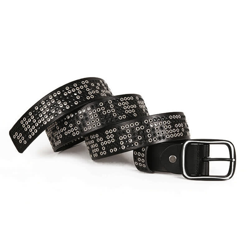 Cintura unisex in pelle punk da cowboy con borchie in metallo pesante