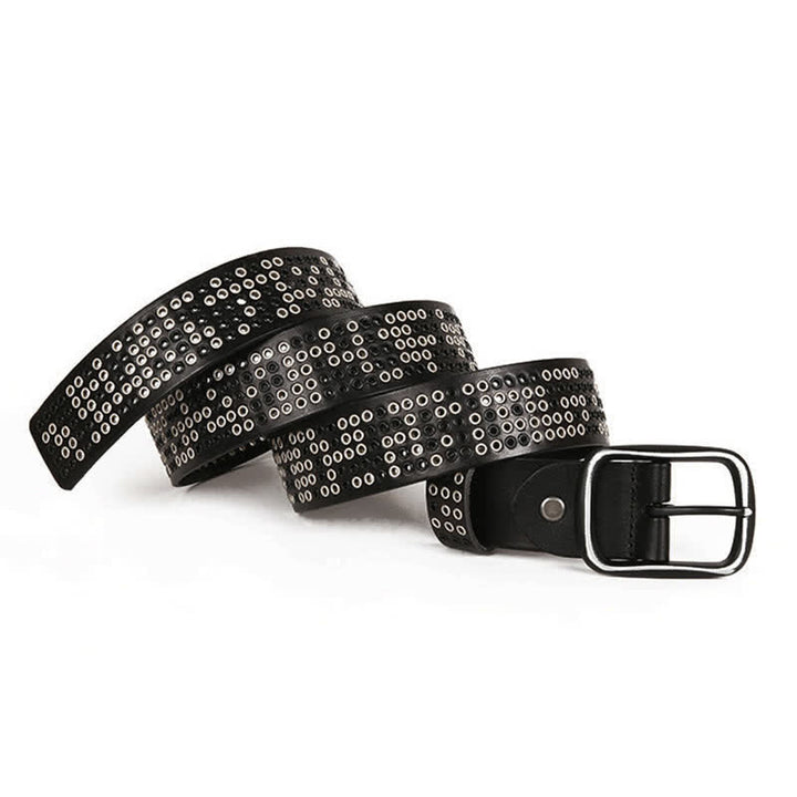 Cintura unisex in pelle punk da cowboy con borchie in metallo pesante
