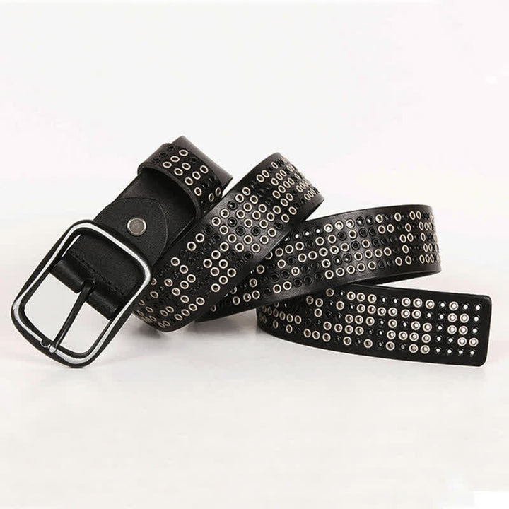 Cintura unisex in pelle punk da cowboy con borchie in metallo pesante