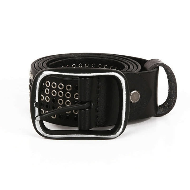 Cintura unisex in pelle punk da cowboy con borchie in metallo pesante
