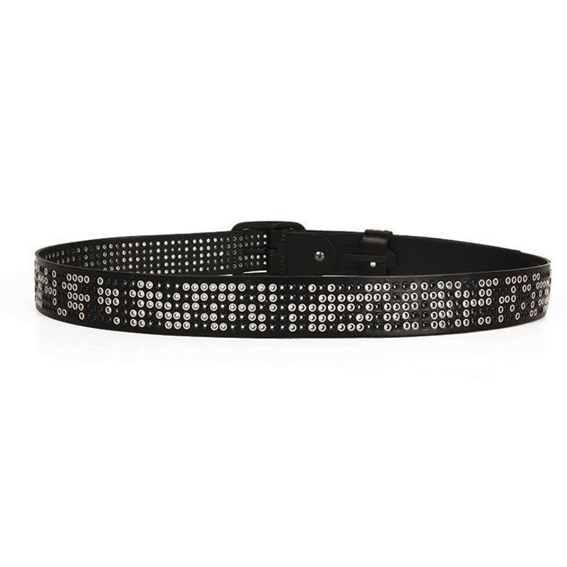 Cintura unisex in pelle punk da cowboy con borchie in metallo pesante