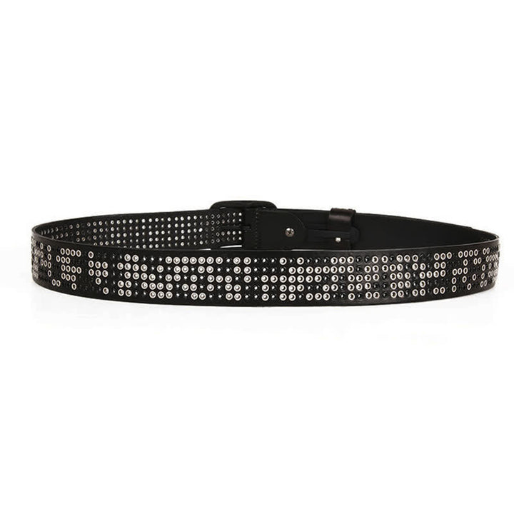 Cintura unisex in pelle punk da cowboy con borchie in metallo pesante
