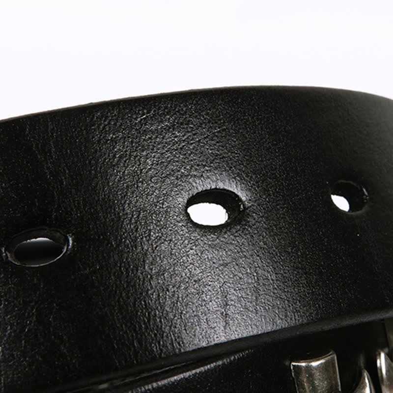 Cintura unisex in pelle con borchie a croce e teschio