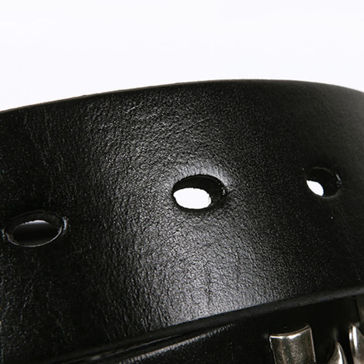 Cintura unisex in pelle con borchie a croce e teschio