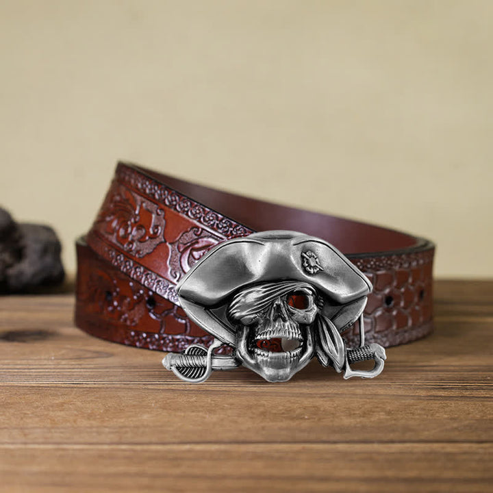 Cintura in pelle con fibbia pirata in stile punk fai da te da uomo