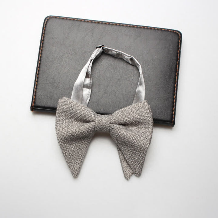 Papillon oversize a punta in lino e cotone da uomo - Grigio - image 11