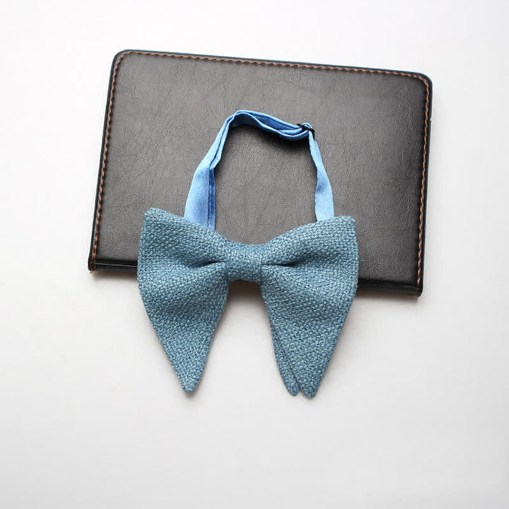 Papillon oversize a punta in lino e cotone da uomo - CadettoBlu - image 7
