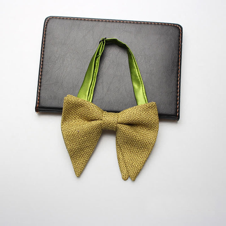 Papillon oversize a punta in lino e cotone da uomo - Verde oliva - image 10