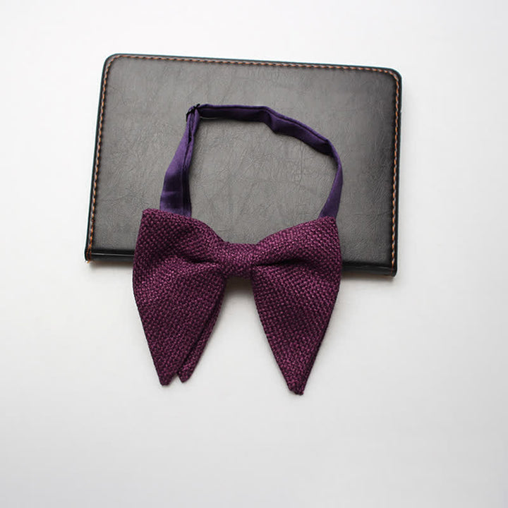 Papillon oversize a punta in lino e cotone da uomo - Viola - image 12