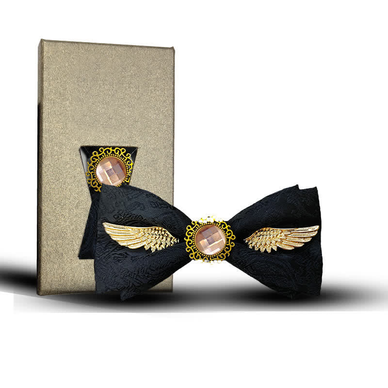 Papillon da uomo con pietre preziose e ali dorate - Stile n. 2 - Nero - image 3