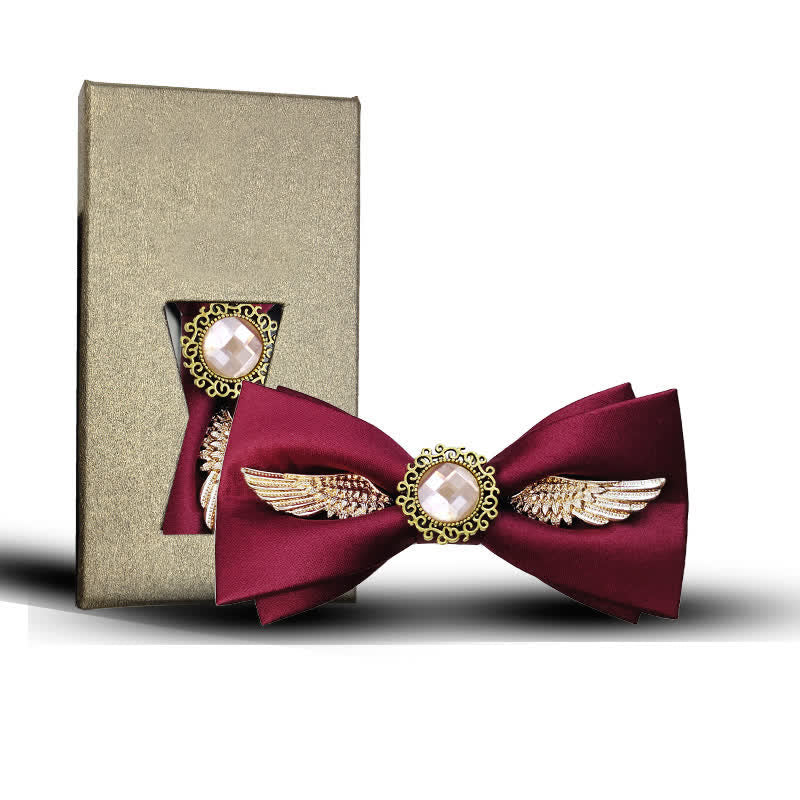 Papillon da uomo con pietre preziose e ali dorate