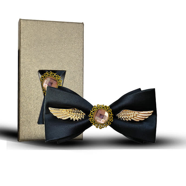 Papillon da uomo con pietre preziose e ali dorate - Stile n. 1 - Nero - image 2