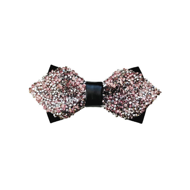 Papillon a punta con doppio strato di strass glitterati da uomo - Rosa e argento - image 11