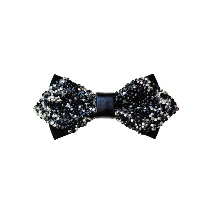 Papillon a punta con doppio strato di strass glitterati da uomo - Nero e argento - image 8