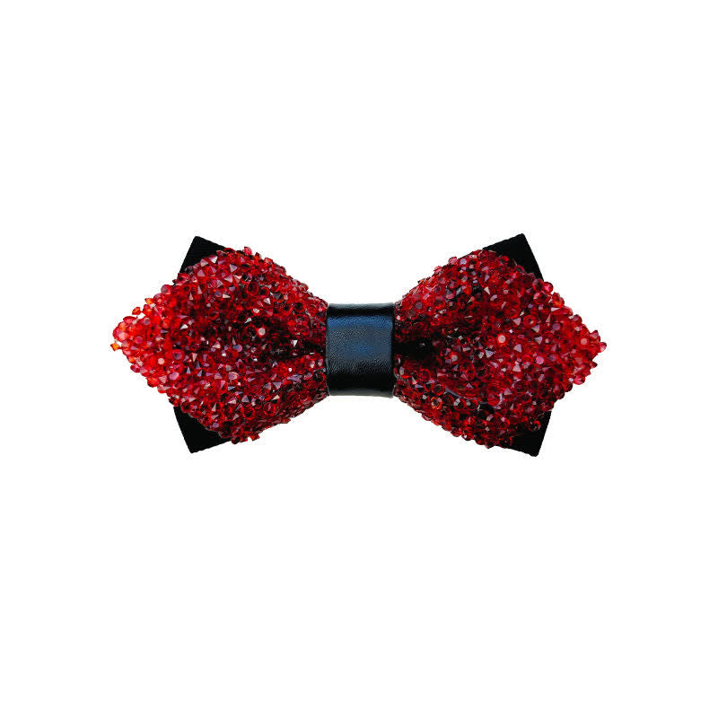 Papillon a punta con doppio strato di strass glitterati da uomo - Rosso - image 1