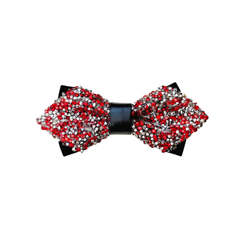 Papillon a punta con doppio strato di strass glitterati da uomo - Rosso e argento - image 10
