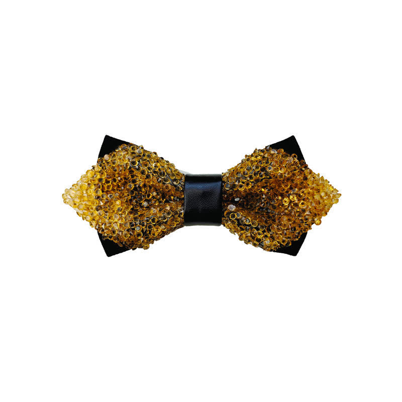 Papillon a punta con doppio strato di strass glitterati da uomo - Oro - image 5