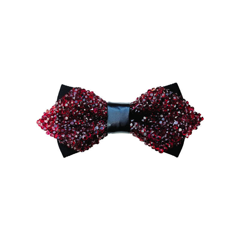 Papillon a punta con doppio strato di strass glitterati da uomo - Borgogna - image 3