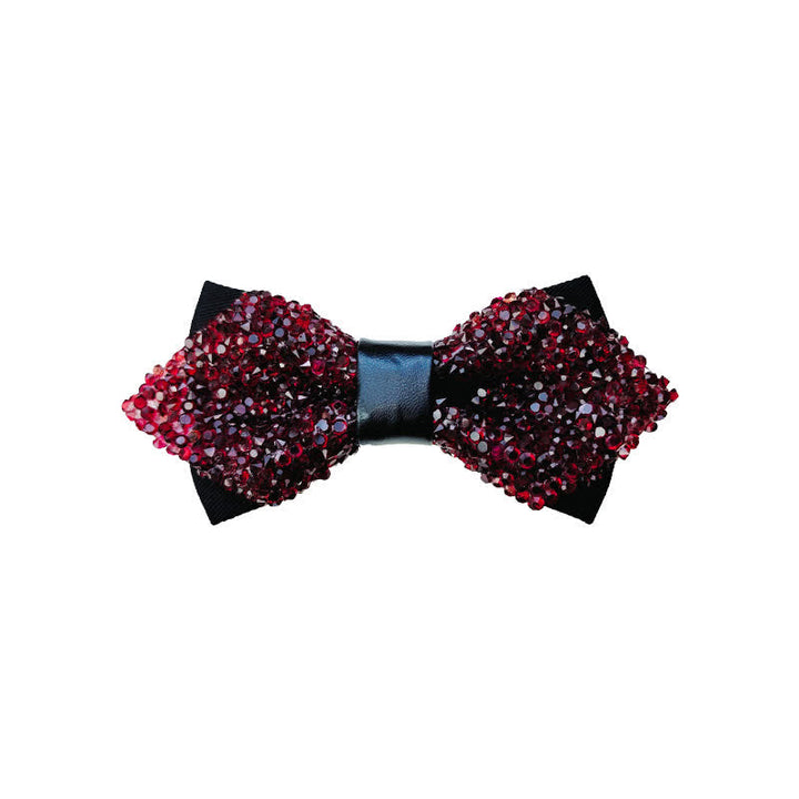 Papillon a punta con doppio strato di strass glitterati da uomo - Borgogna - image 3