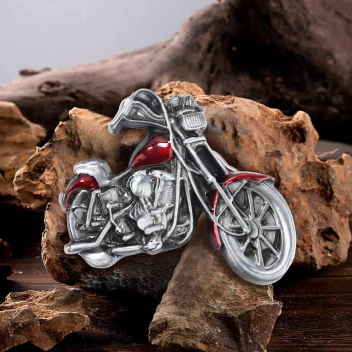 Cintura in pelle con fibbia da motocicletta fai da te da uomo