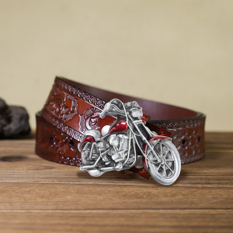 Cintura in pelle con fibbia da motocicletta fai da te da uomo