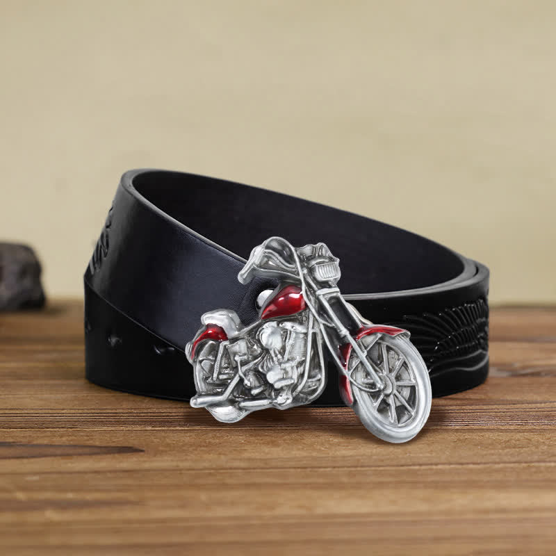Cintura in pelle con fibbia da motocicletta fai da te da uomo
