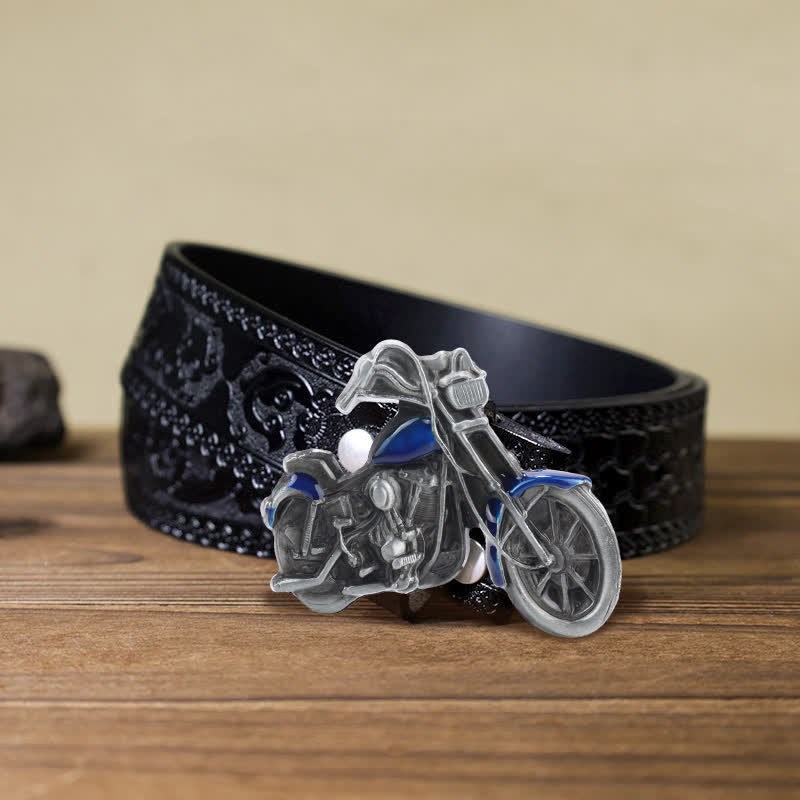 Cintura in pelle con fibbia da motocicletta fai da te da uomo