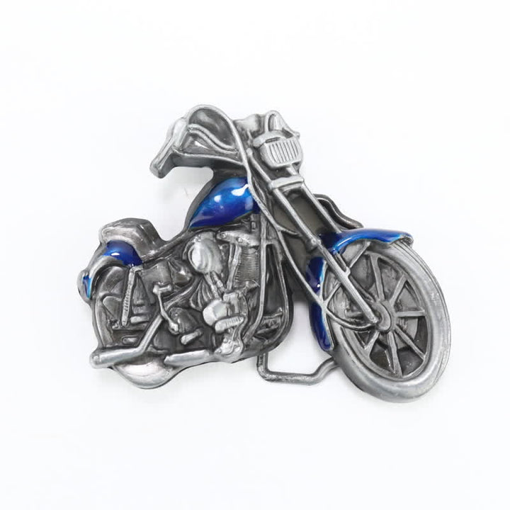 Cintura in pelle con fibbia da motocicletta fai da te da uomo - Blu - Senza cintura - image 10