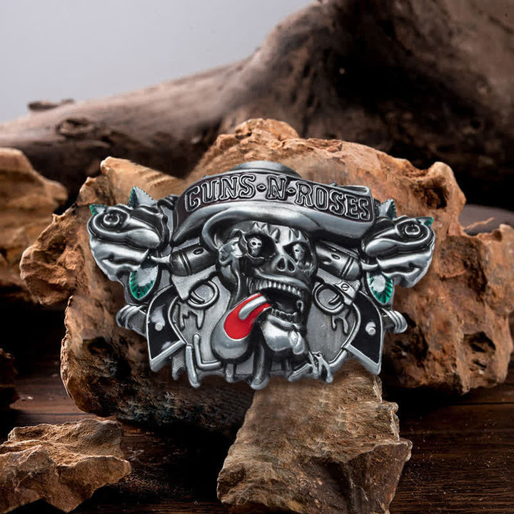 Cintura in pelle con fibbia classica Guns Roses Skull fai da te da uomo