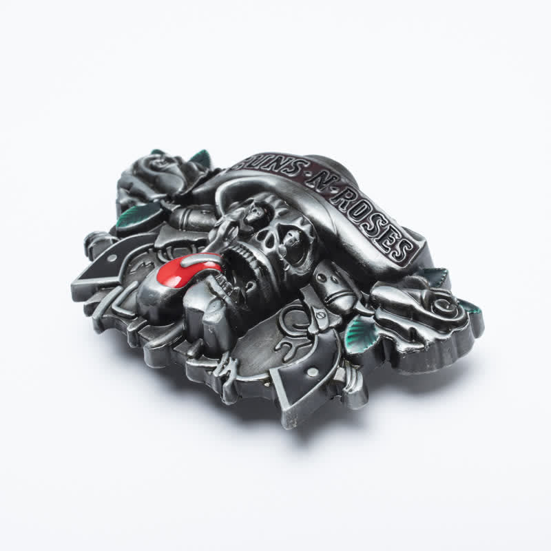 Cintura in pelle con fibbia classica Guns Roses Skull fai da te da uomo