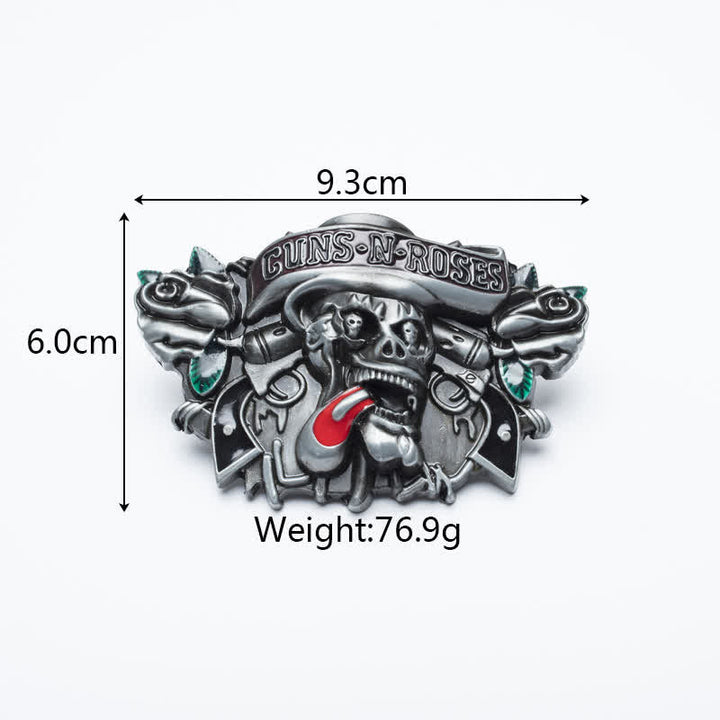 Cintura in pelle con fibbia classica Guns Roses Skull fai da te da uomo