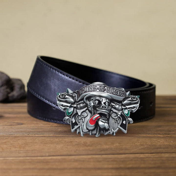 Cintura in pelle con fibbia classica Guns Roses Skull fai da te da uomo