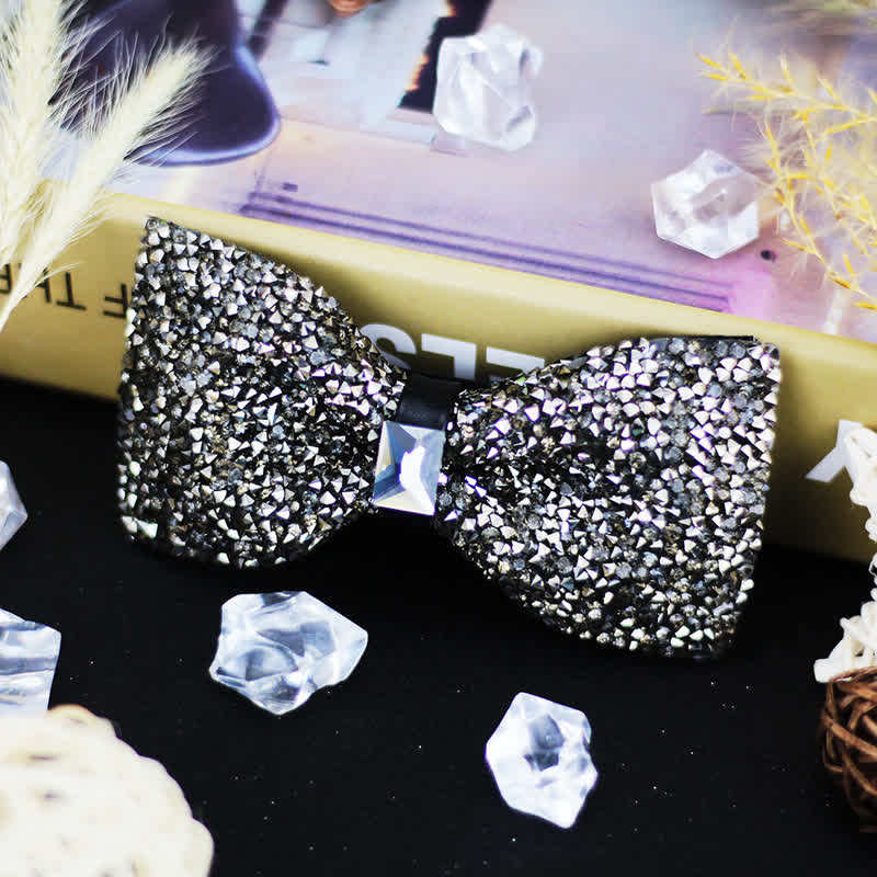 Papillon di lusso con perline e strass di cristallo da uomo - Nero - image 0