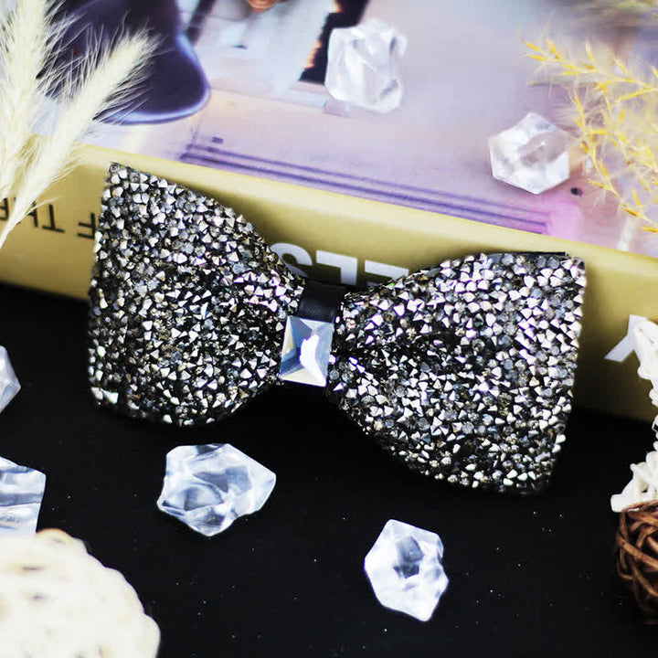 Papillon di lusso con perline e strass di cristallo da uomo - Nero - image 0