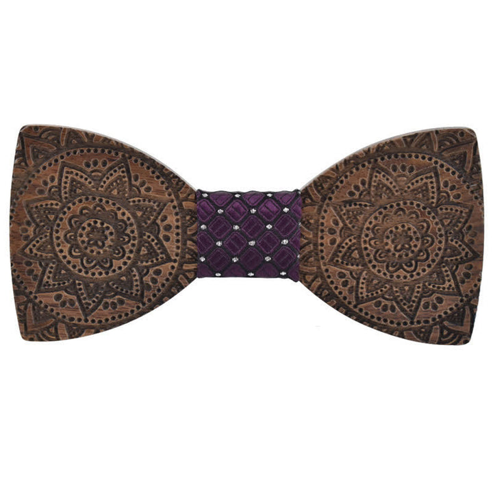 Papillon in legno con incisione di lusso da uomo - Viola - image 7