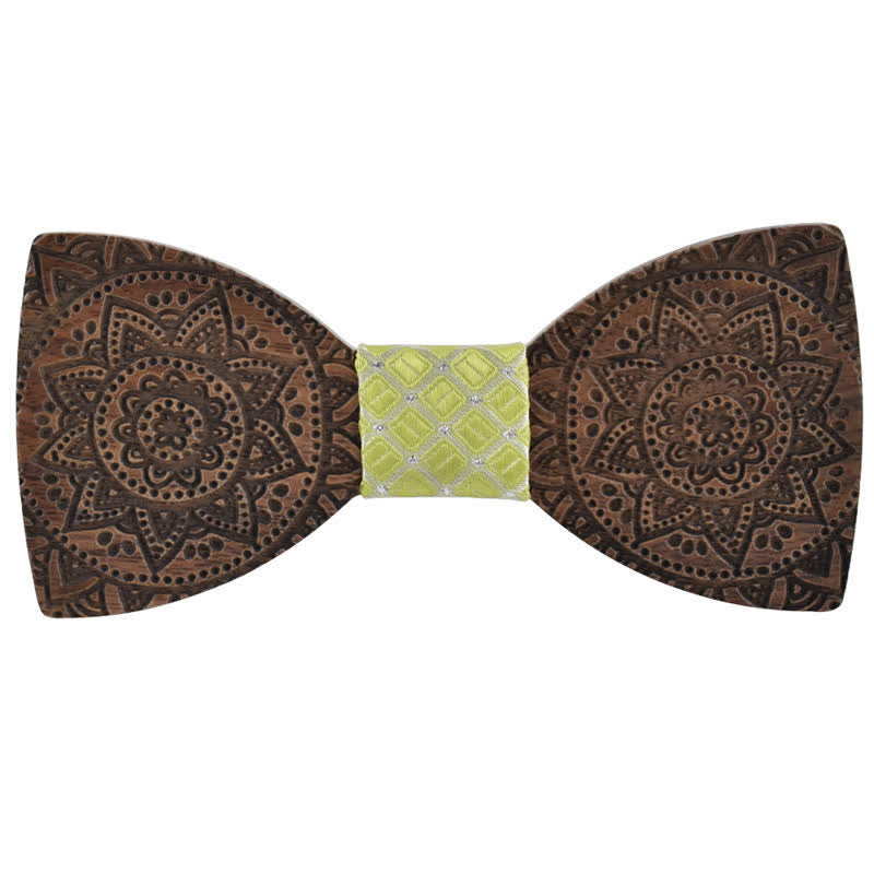 Papillon in legno con incisione di lusso da uomo - Giallo - image 8