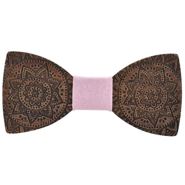 Papillon in legno con incisione di lusso da uomo - Rosa - image 12