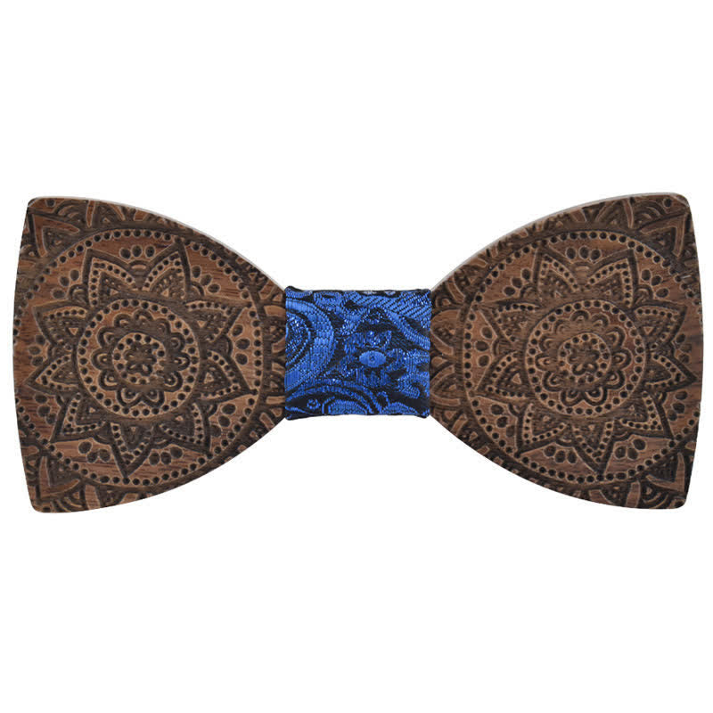 Papillon in legno con incisione di lusso da uomo - Blu - image 6