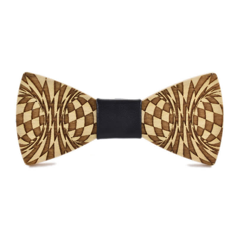 Papillon in legno con motivo a incisione creativa Dizzy da uomo - Nero - image 0