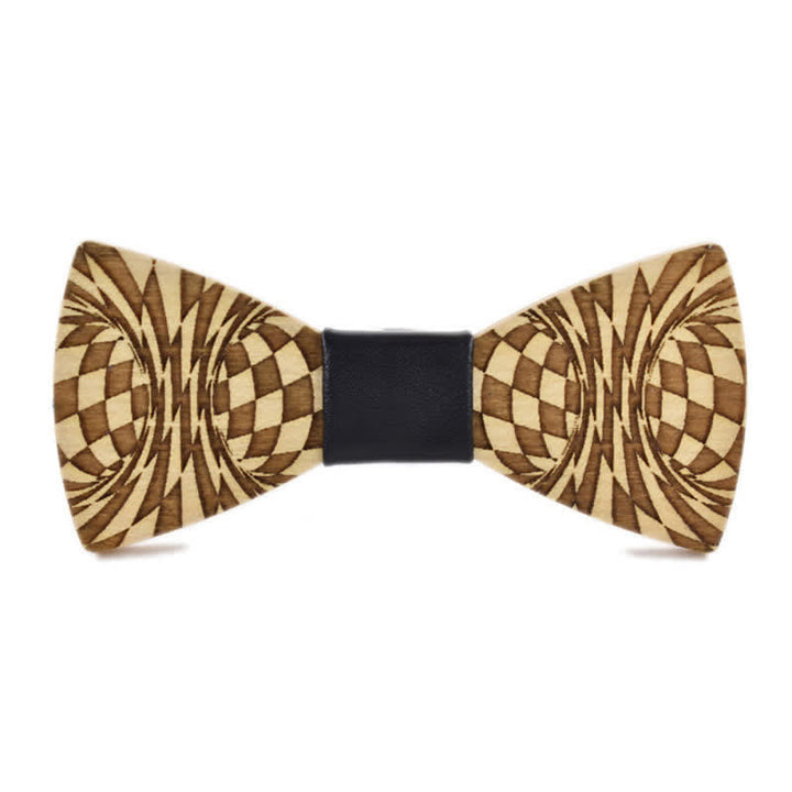 Papillon in legno con motivo a incisione creativa Dizzy da uomo - Nero - image 0