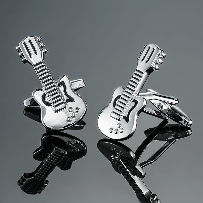 Gemelli da uomo eleganti con nota di strumento musicale - Chitarra d'argento - image 17