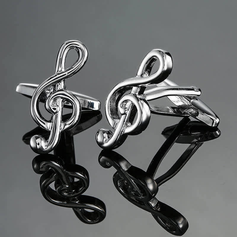 Gemelli da uomo eleganti con nota di strumento musicale - Chiave di violino d'argento - image 4