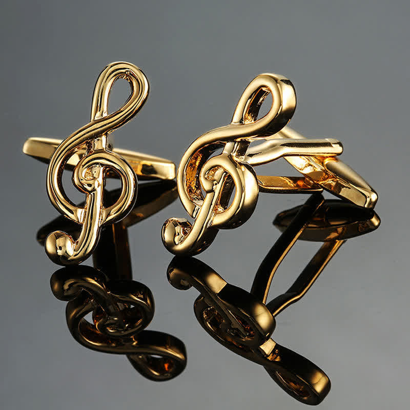 Gemelli da uomo eleganti con nota di strumento musicale - Chiave di violino in oro - image 5