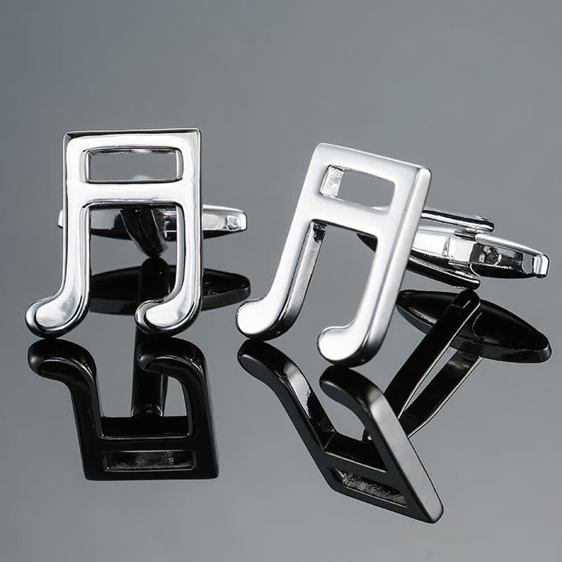 Gemelli da uomo eleganti con nota di strumento musicale - Semicroma d'argento - image 8