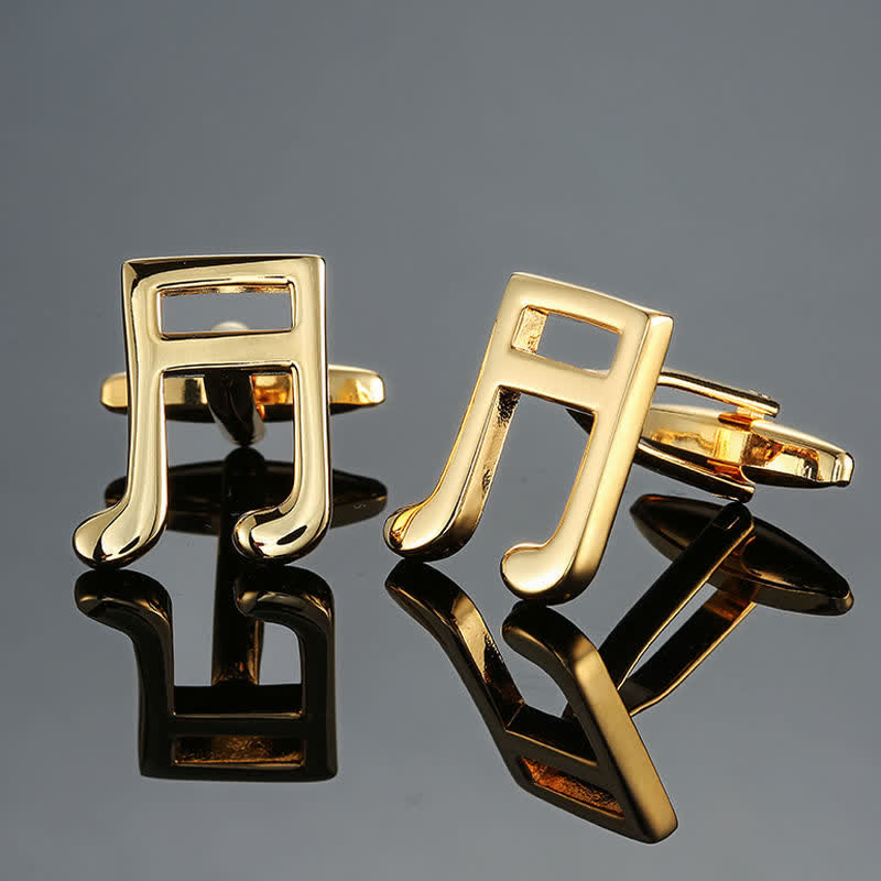 Gemelli da uomo eleganti con nota di strumento musicale - Semicroma d'oro - image 9