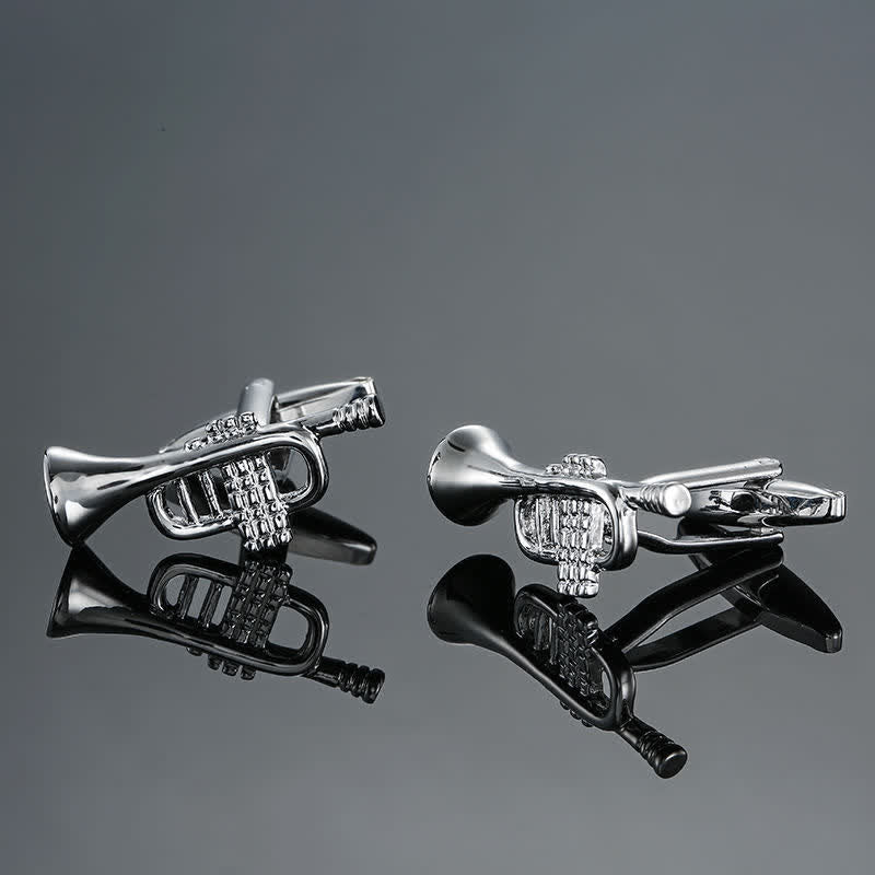 Gemelli da uomo eleganti con nota di strumento musicale - Tromba d'argento - image 3