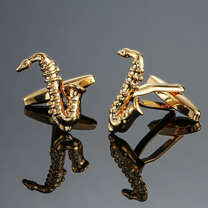 Gemelli da uomo eleganti con nota di strumento musicale - Sassofono d'oro - image 7